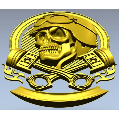 Piston Rider Skull STL for CNC