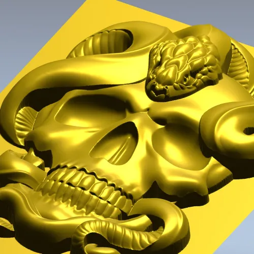 Череп и змея - 3D модель STL для ЧПУ