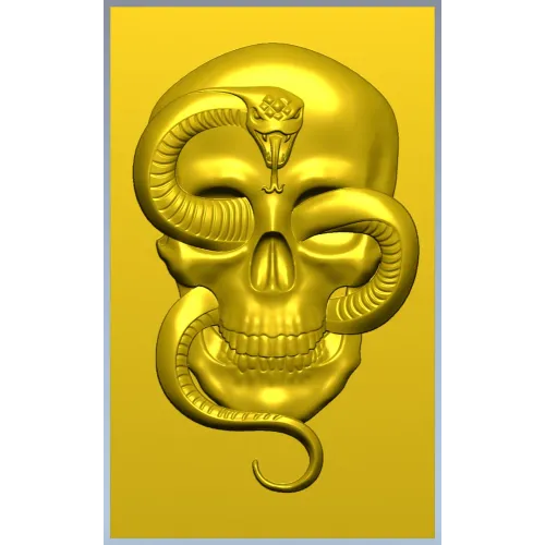 Viper's Embrace - Skull with Cobra high-relief STL