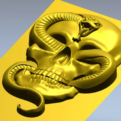 Viper's Embrace - Skull with Cobra high-relief STL