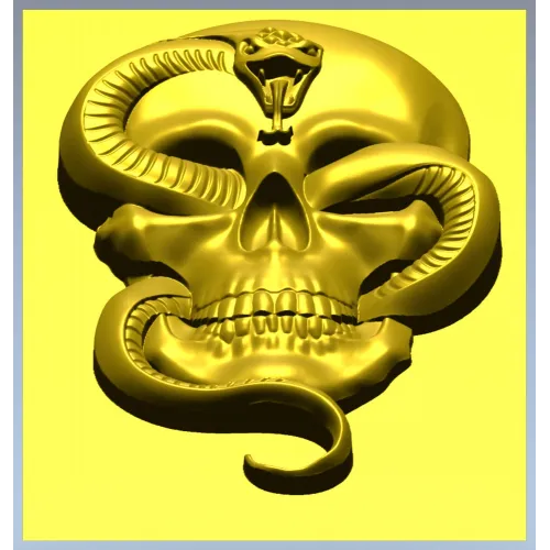 Viper's Embrace - Skull with Cobra high-relief STL