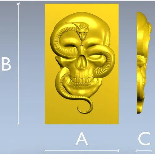 Viper's Embrace - Skull with Cobra high-relief STL