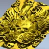Череп с короной перьев и роз - 3D панно STL для ЧПУ