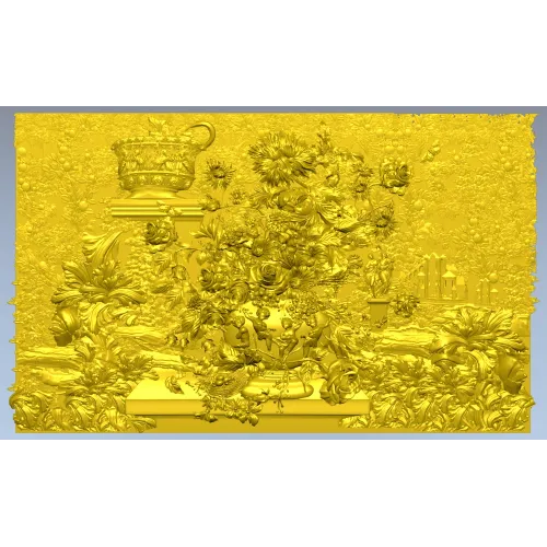 Ornate Floral Urn Relief STL for CNC Router