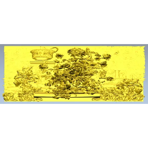 Ornate Floral Urn Relief STL for CNC Router