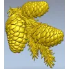 Pine Cone Cluster STL 3D model for CNC relief carving