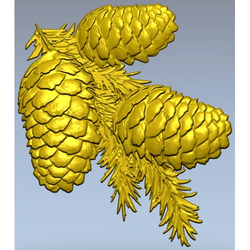 Pine Cone Cluster STL 3D model for CNC relief carving