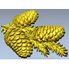 Pine Cone Cluster STL 3D model for CNC relief carving