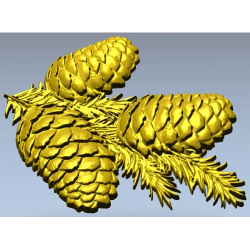 Pine Cone Cluster STL 3D model for CNC relief carving