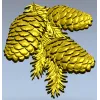 Pine Cone Cluster STL 3D model for CNC relief carving