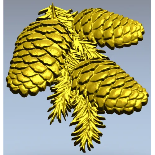 Pine Cone Cluster STL 3D model for CNC relief carving
