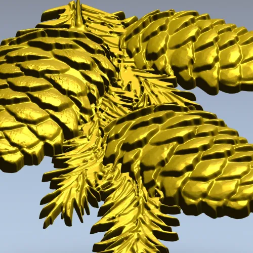 Pine Cone Cluster STL 3D model for CNC relief carving