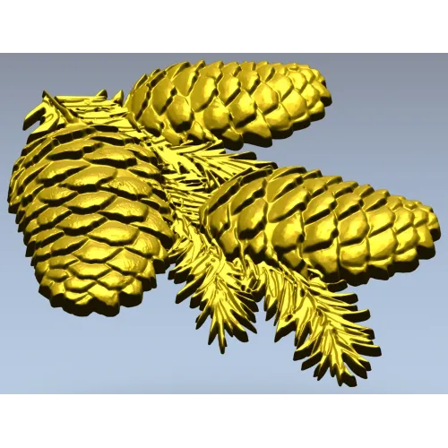 Pine Cone Cluster STL 3D model for CNC relief carving