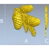 Pine Cone Cluster STL 3D model for CNC relief carving