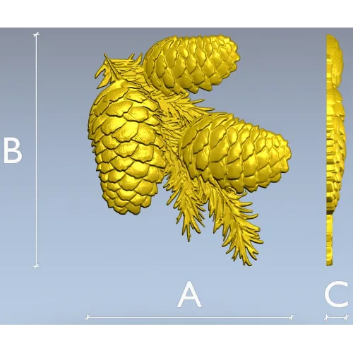 Pine Cone Cluster STL 3D model for CNC relief carving