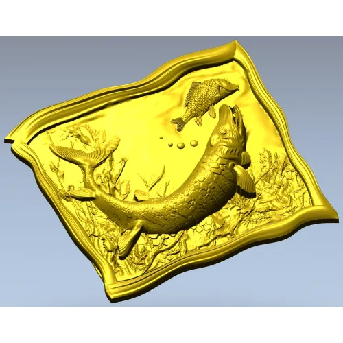Рельефная 3D модель "Щука в зарослях" - STL для ЧПУ