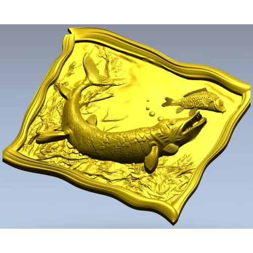 Рельефная 3D модель "Щука в зарослях" - STL для ЧПУ