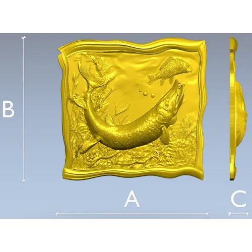 Рельефная 3D модель "Щука в зарослях" - STL для ЧПУ