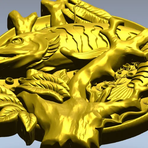 Pike Medallion STL for CNC - High-Relief Fish Plaque