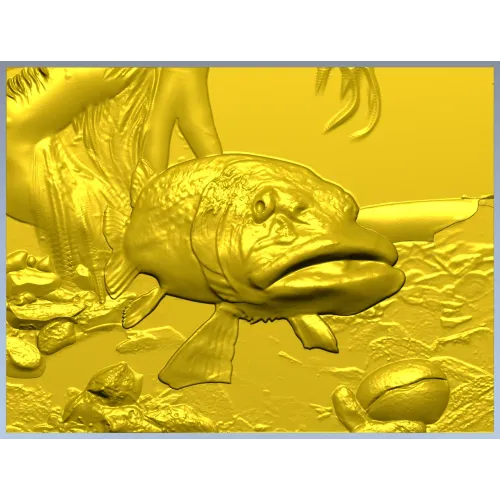 Барельеф "Щука в камнях" - 3D модель STL для ЧПУ