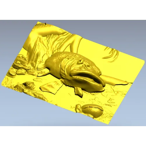 Барельеф "Щука в камнях" - 3D модель STL для ЧПУ