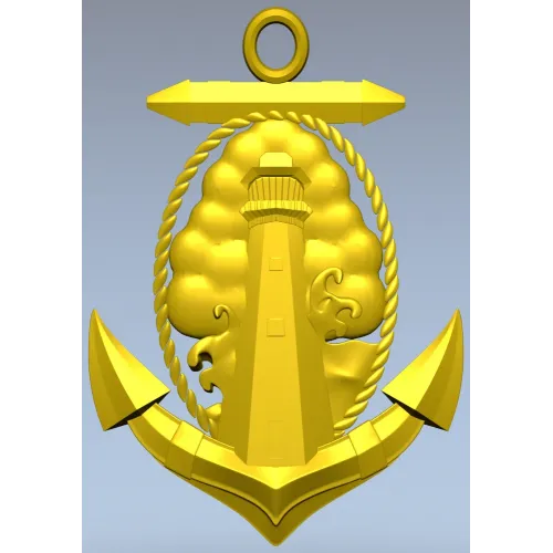 Anchor and Lighthouse Emblem STL 3D Model for CNC