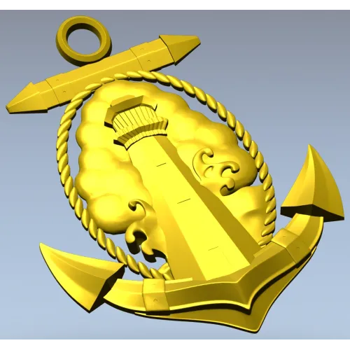 Anchor and Lighthouse Emblem STL 3D Model for CNC