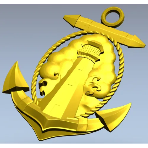 Anchor and Lighthouse Emblem STL 3D Model for CNC