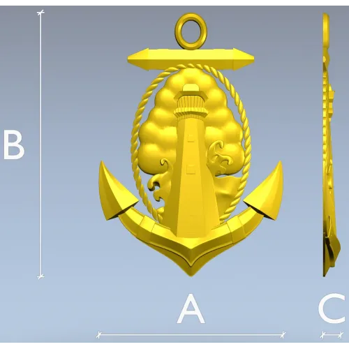 Anchor and Lighthouse Emblem STL 3D Model for CNC