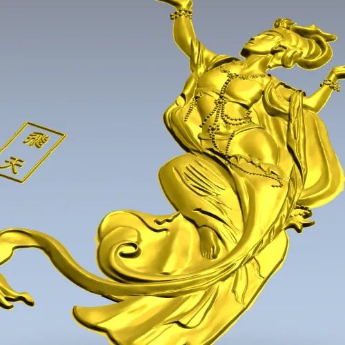 3D модель STL "Летящая небесная дева" для ЧПУ - рельеф в восточном стиле