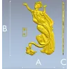 3D модель STL "Летящая небесная дева" для ЧПУ - рельеф в восточном стиле
