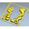 Рельефное панно "Забавный туалетный дуэт" - 3D модель STL для ЧПУ