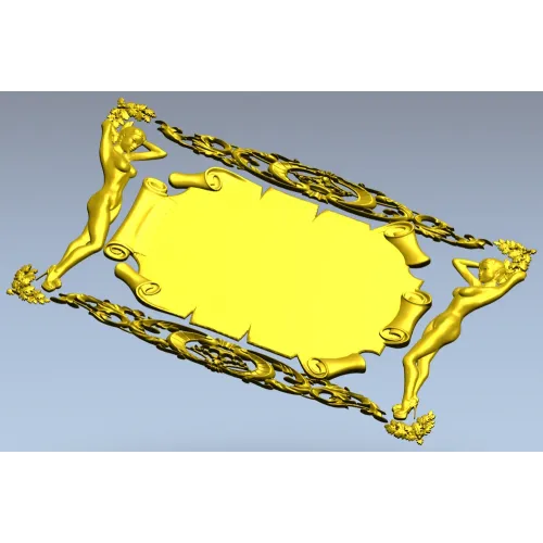 3D модель STL картуша с фигурками для ЧПУ - декоративная панель