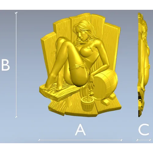 High-relief Sauna Maiden STL for CNC Router