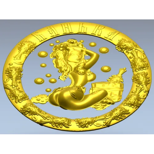 Sauna Nymph Medallion - detailed STL 3D model for CNC
