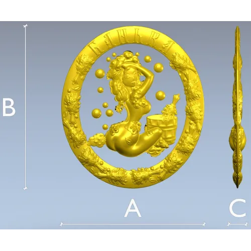 Sauna Nymph Medallion - detailed STL 3D model for CNC