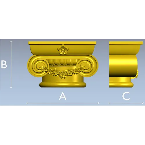 Floral Ionic Bracket - STL 3D model for CNC carving