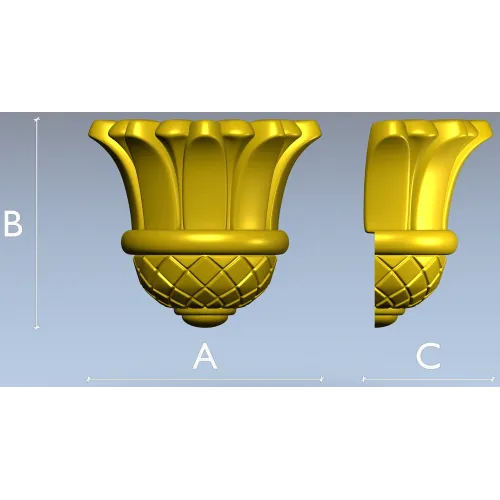 Floral Bud Finial - STL 3D model for CNC