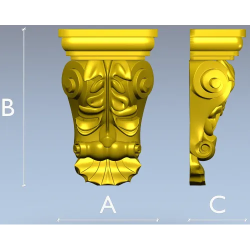 Классический кронштейн с акантовыми листьями - STL для ЧПУ
