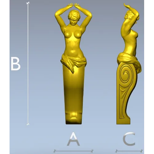 Elysian Caryatid Bracket - high-relief STL 3D model for CNC