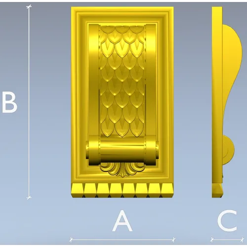 Scales & Scroll Decorative Bracket - STL 3D model for CNC