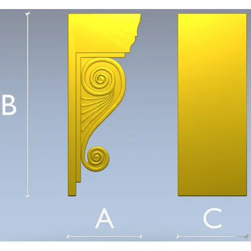 Classic Scroll Corbel STL for CNC