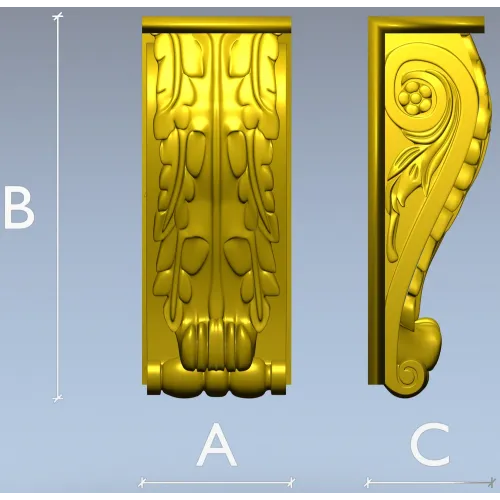 Acanthus Scroll Corbel 3D Model STL for CNC