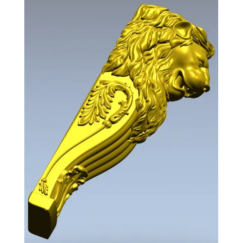 Lion Corbel STL for CNC - High-Relief Decorative Bracket