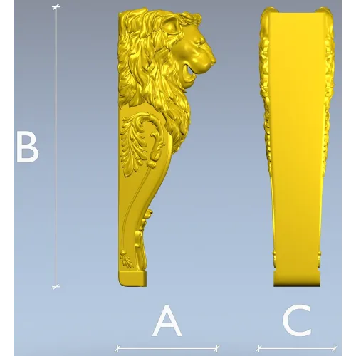 Lion Corbel STL for CNC - High-Relief Decorative Bracket
