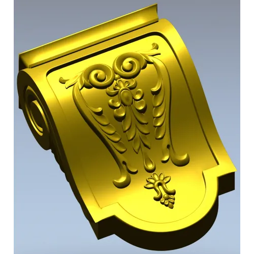 Acanthus Scroll Decorative Bracket STL for CNC Milling
