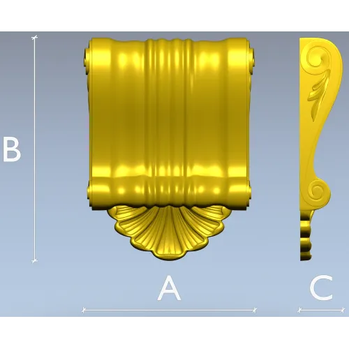 Baroque Shell Scroll Bracket - STL 3D model for CNC