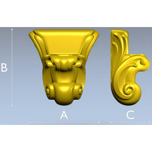 Ornate Corbel with Animal Head - STL 3D Model for CNC