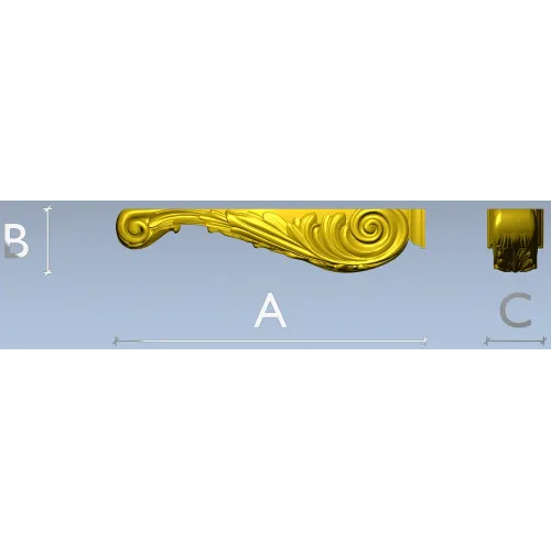Imperial Acanthus Bracket - 3D model STL for CNC carving