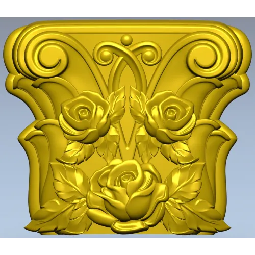 Rosa Coronet - Floral Capital STL for CNC